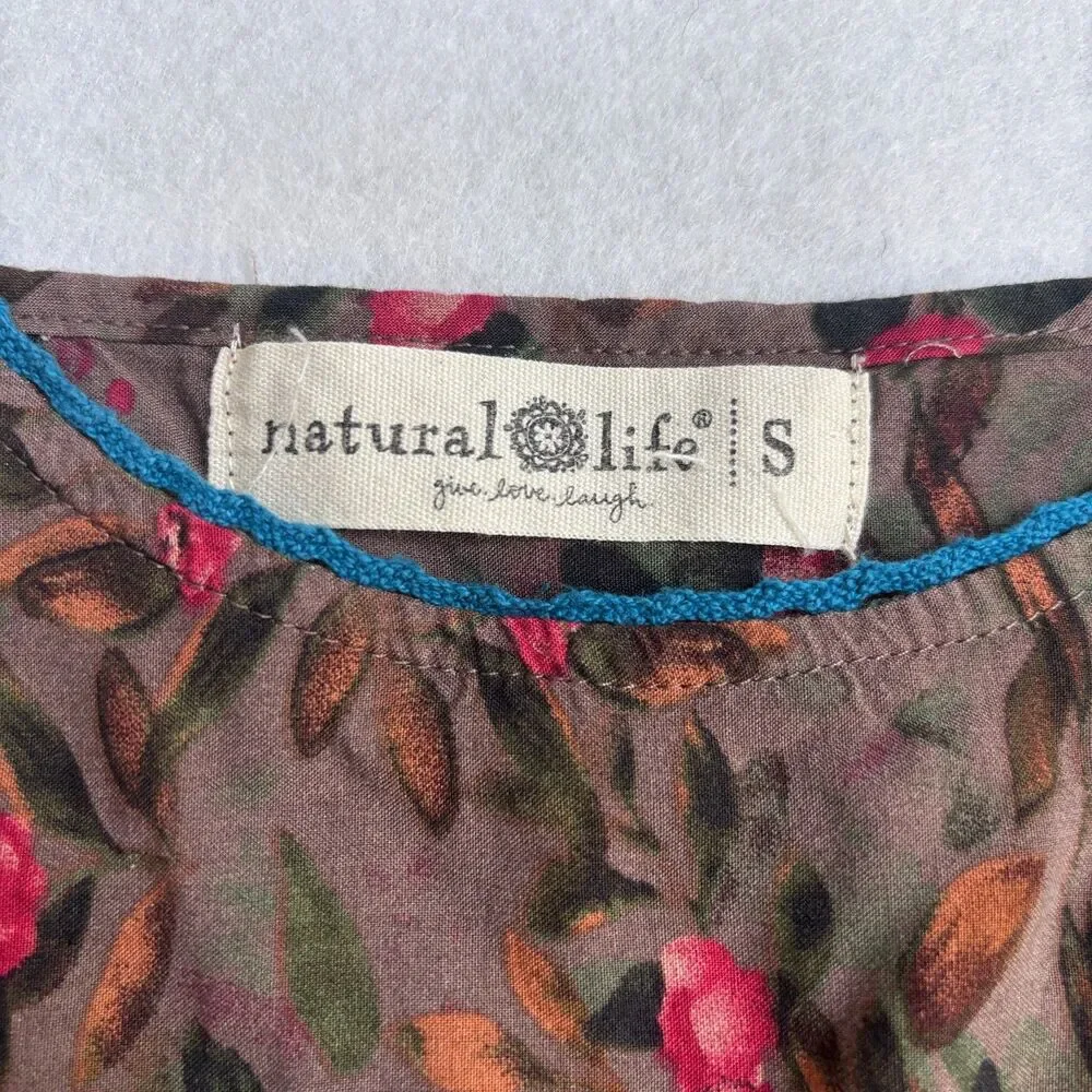 Natural Life Gigi Floral Mini Dress Women's S Orange Blue Boho Festival Fairy